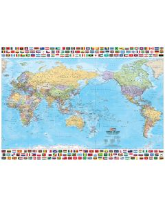 World & Flags Wall Map Laminated-Hema Maps